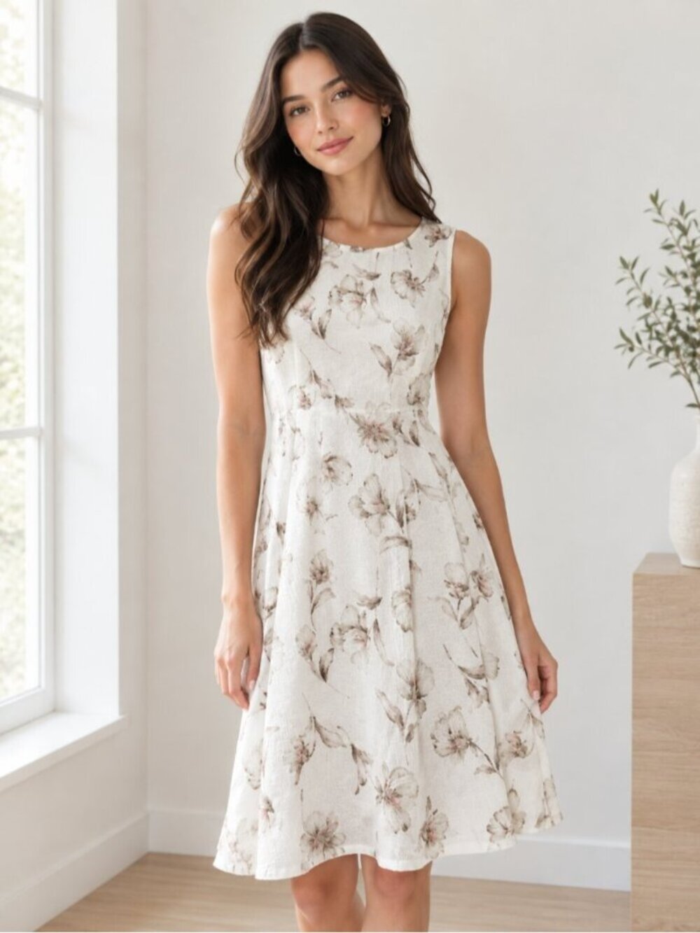 Emsexcite Japanese Floral White Fit-and-Flare Dress 0903